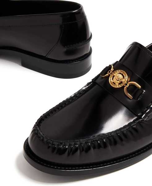 Mocasini Versace Leather Loafers BLACK-VERSACE GOLD Barbati (BM 12369681) 5
