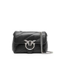 Genti de umar Pinko Pinko Quilted Love Puff Mini Black Bag With Silver Buckle