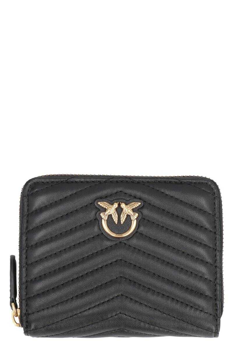 Pinko PINKO TAYLOR LEATHER ZIP AROUND WALLET BLACK