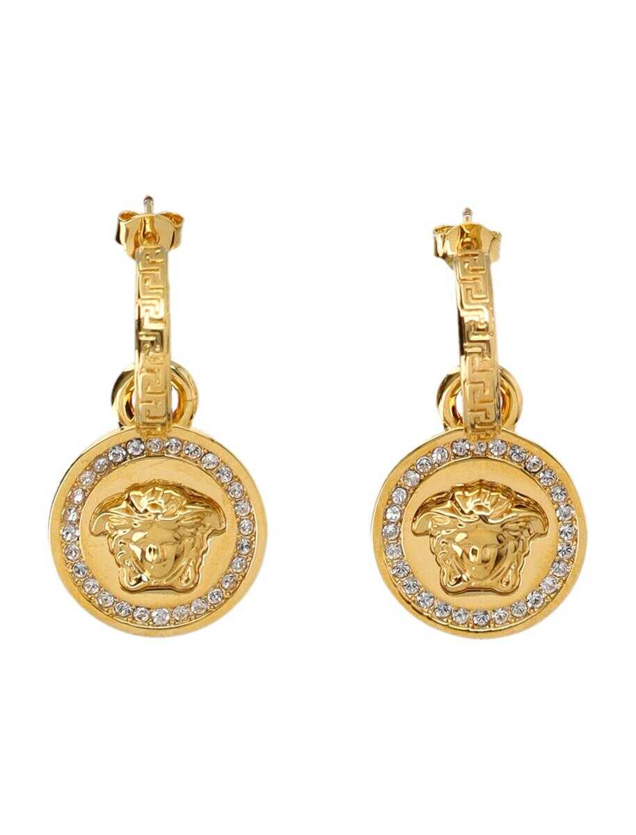 Versace VERSACE Crystal La Medusa Greca earrings GOLD SILVER
