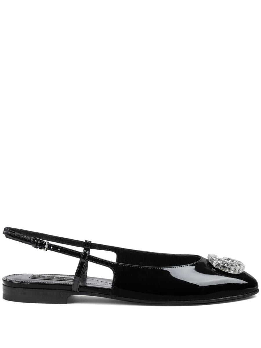 Gucci GUCCI Patent leather slingback ballet flats BLACK