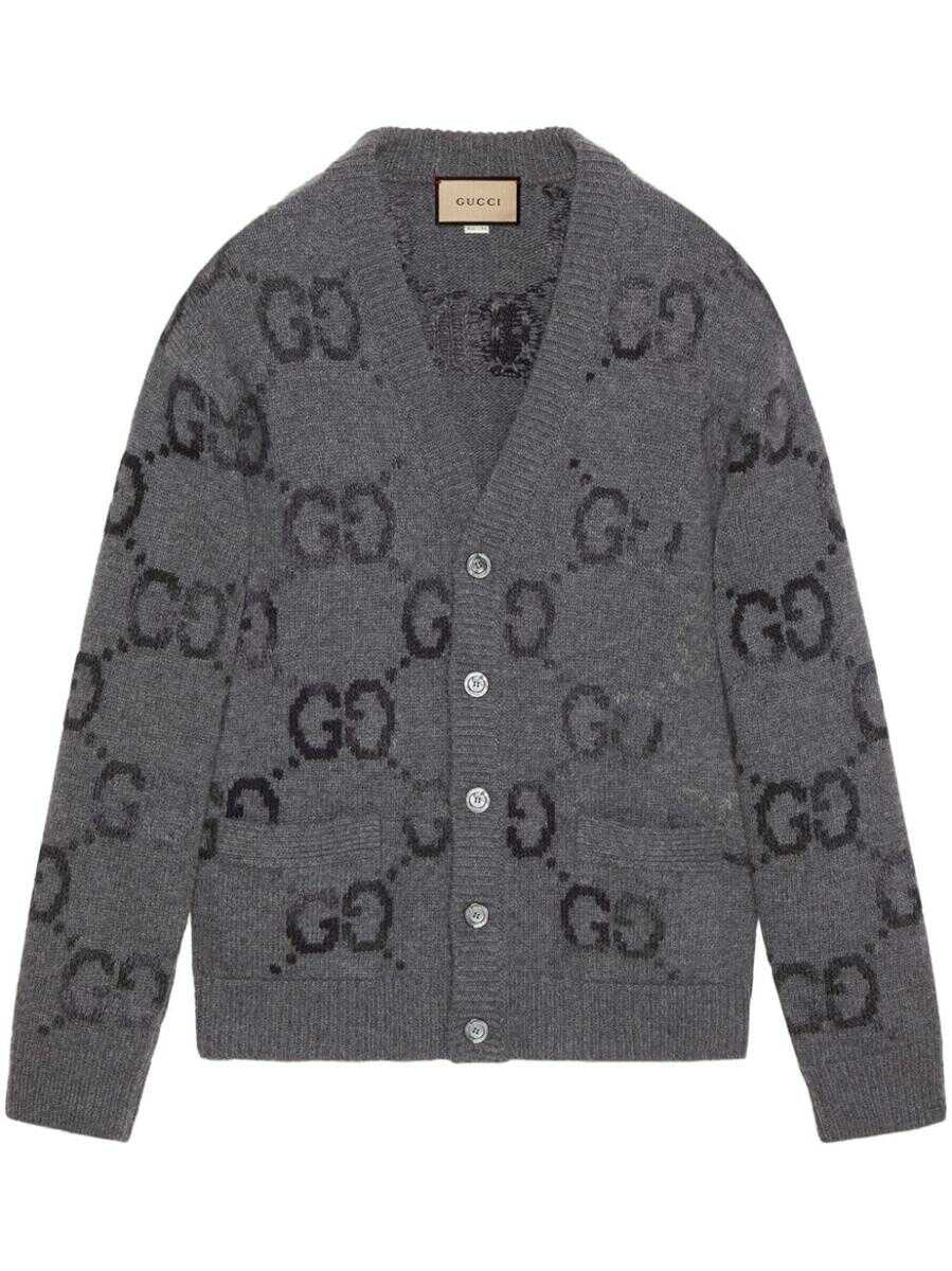 Gucci GUCCI GG Supreme wool cardigan GREY