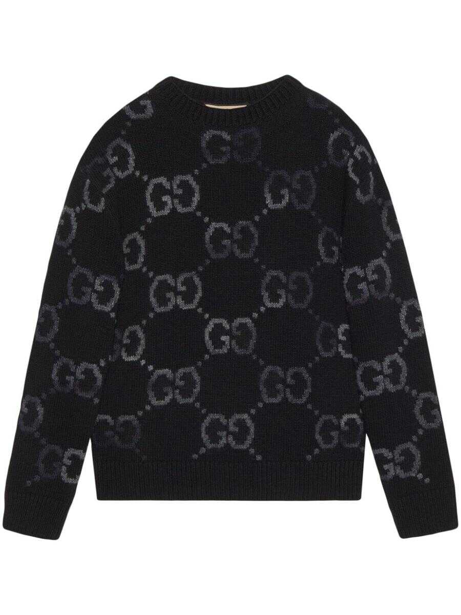 Gucci GUCCI GG Supreme wool crewneck sweater BLACK