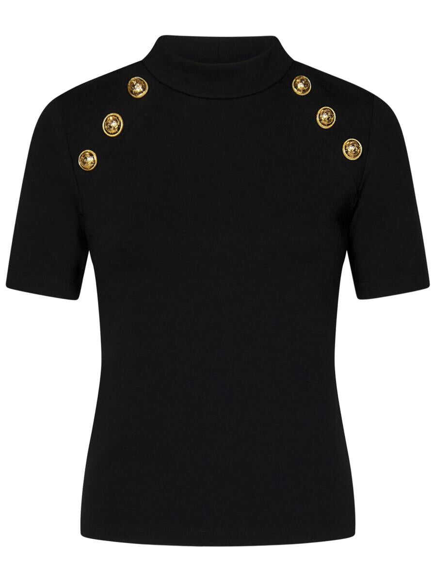 Balmain BALMAIN Embossed buttons turtleneck sweater BLACK