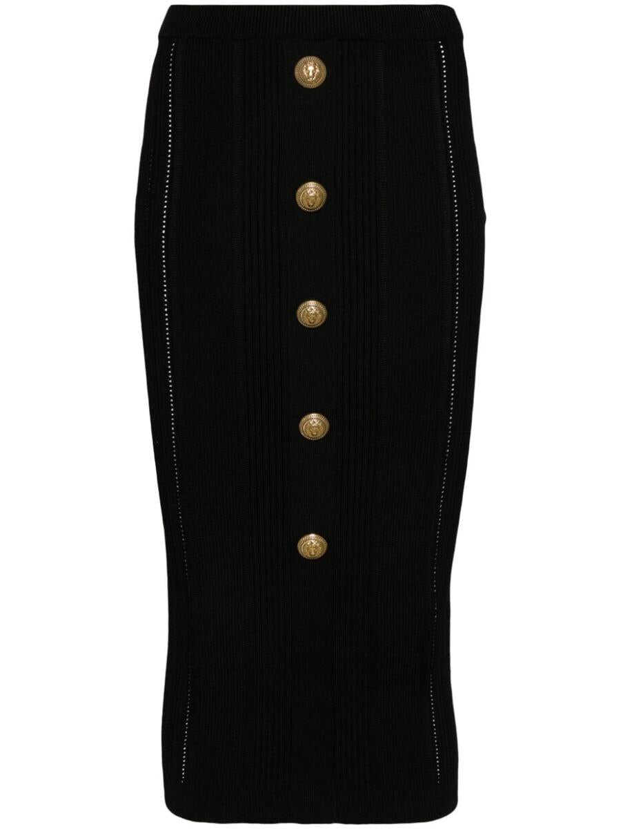 Balmain BALMAIN Buttoned knitted midi pencil skirt BLACK