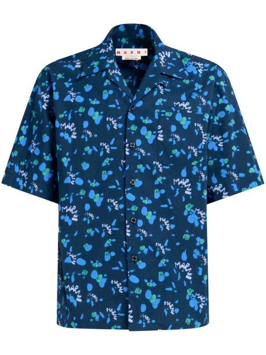 Marni MARNI Printed cotton shirt BLUE