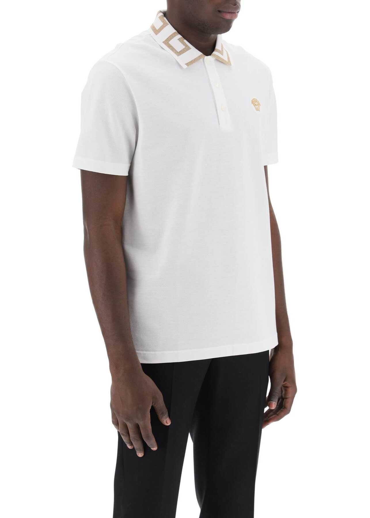 Versace Polo Shirt With Greca Collar OPTICAL WHITE