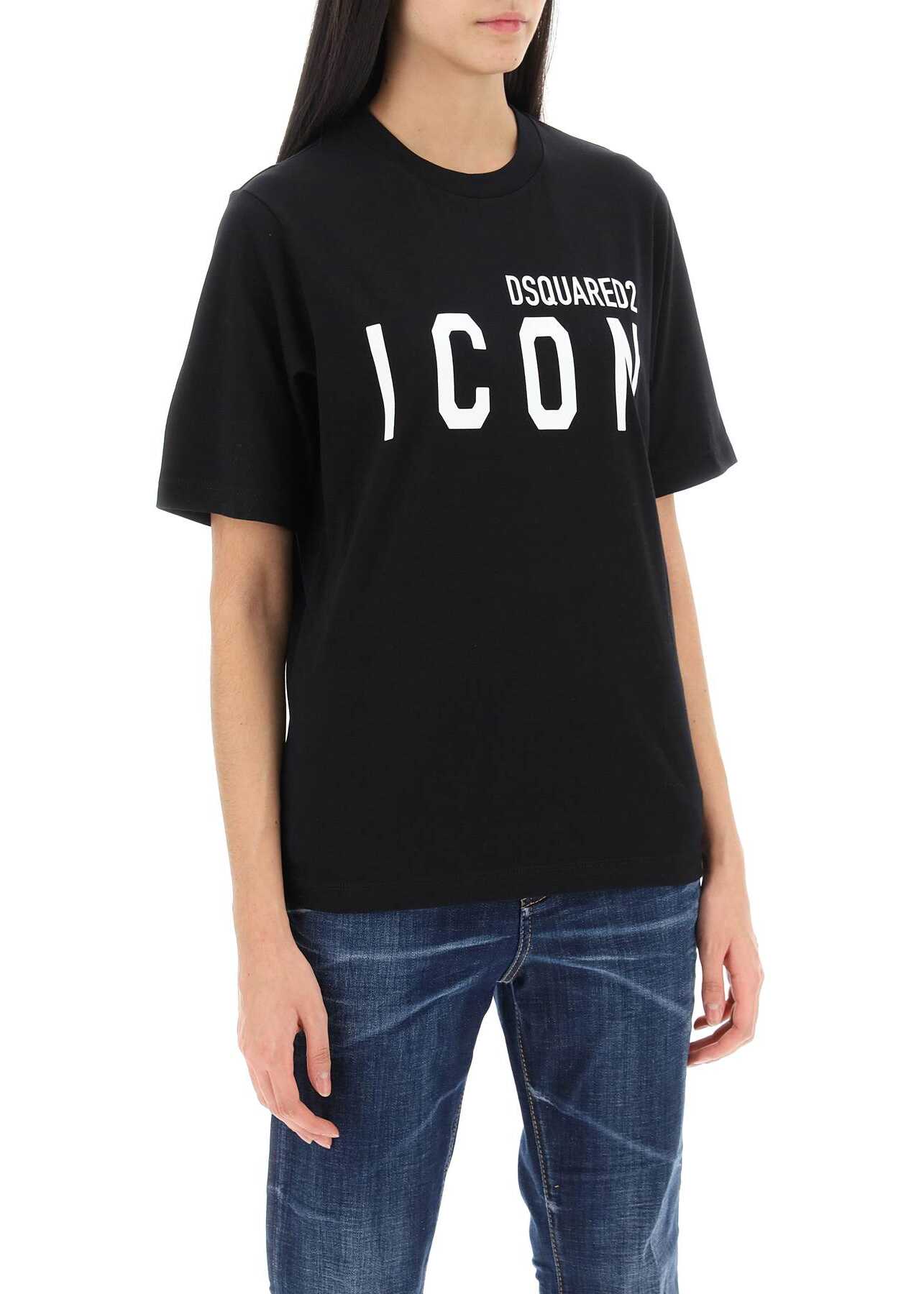 DSQUARED2 Icon Crew-Neck T-Shirt BLACK WHITE