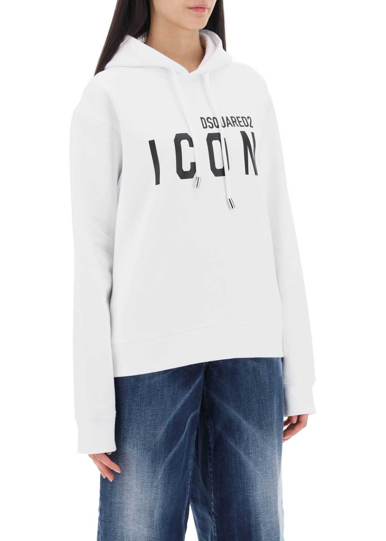 DSQUARED2 Icon Hoodie WHITE BLACK