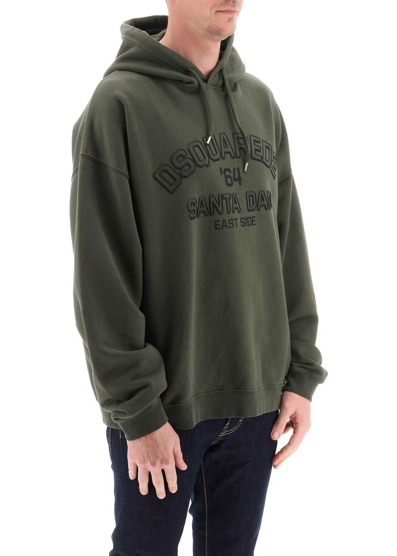 DSQUARED2 Hoodie With Logo Print MILITARY GREEN