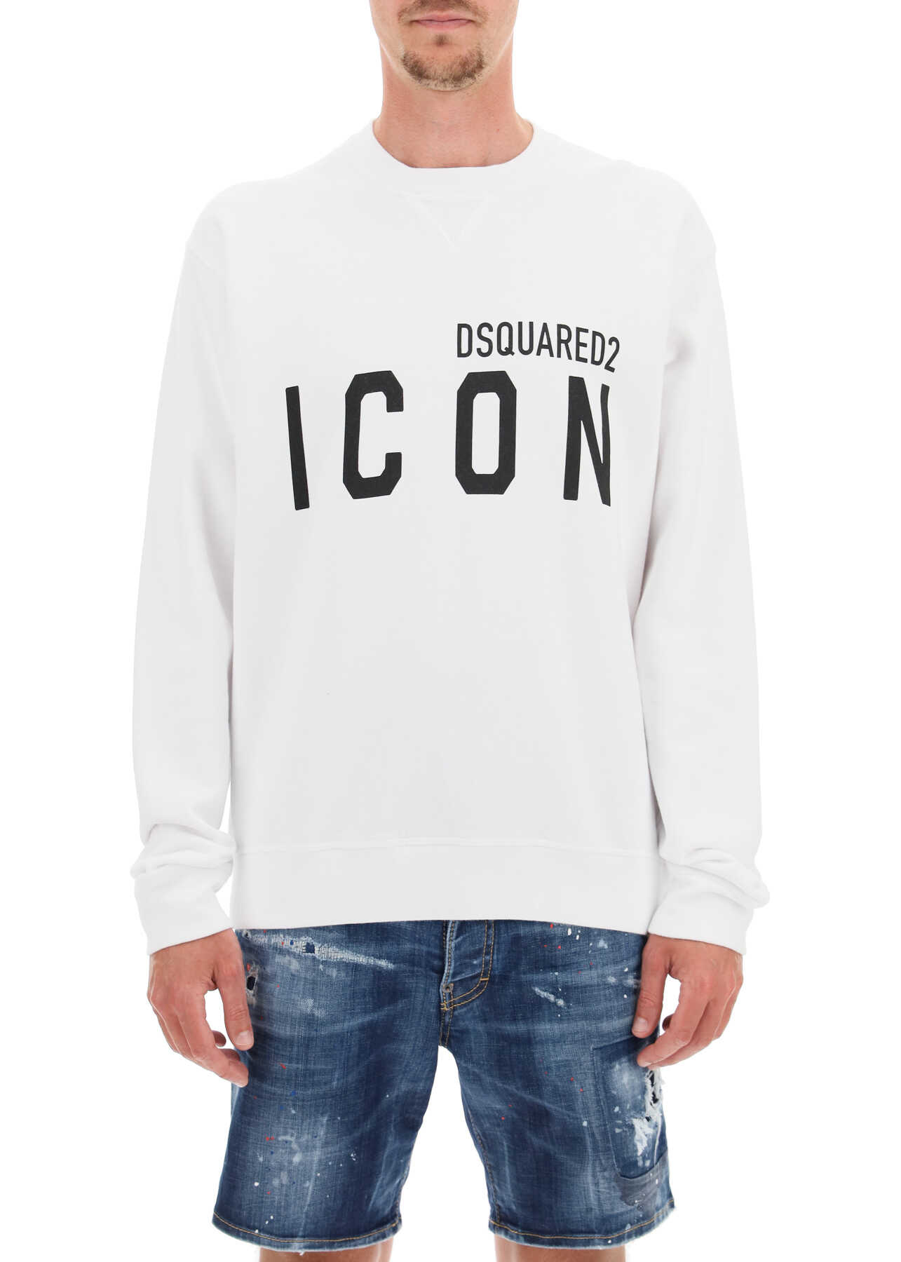 DSQUARED2 Icon Crew-Neck Sweatshirt WHITE BLACK