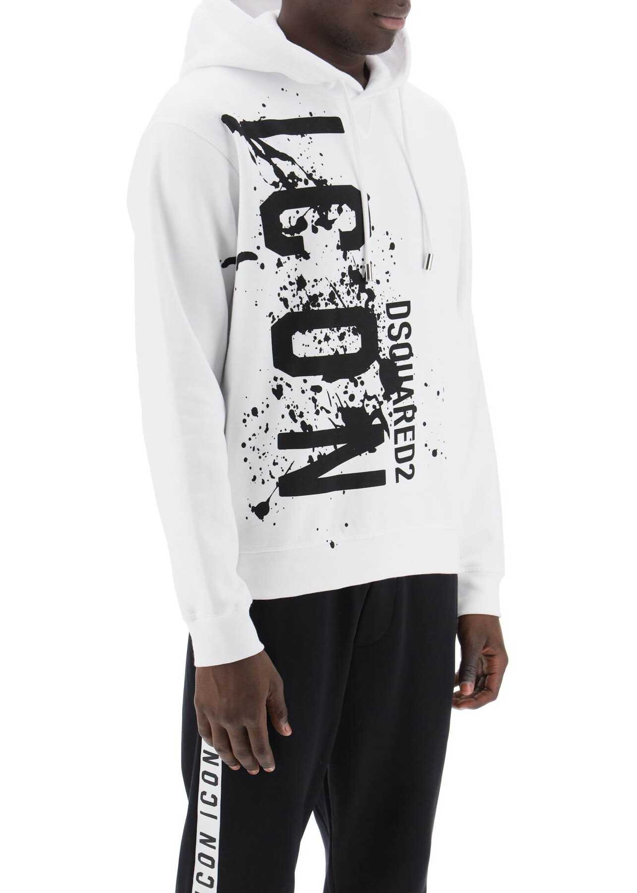 DSQUARED2 Cool Fit Hoodie With Icon Splash Print WHITE