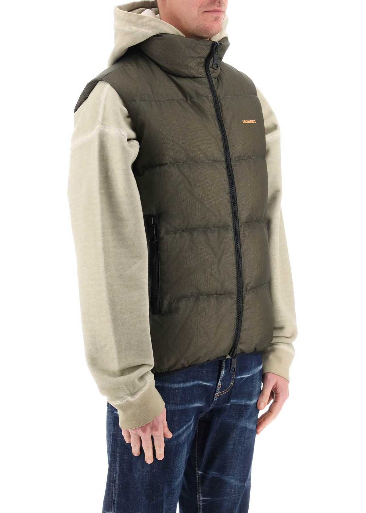 DSQUARED2 Ripstop Puffer Vest MILITARY GREEN "Puffer"