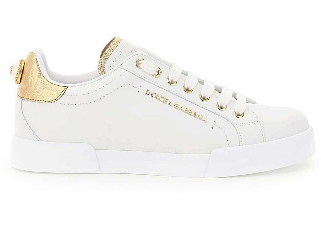 Dolce & Gabbana Portofino Sneakers With Pearl BIANCO ORO