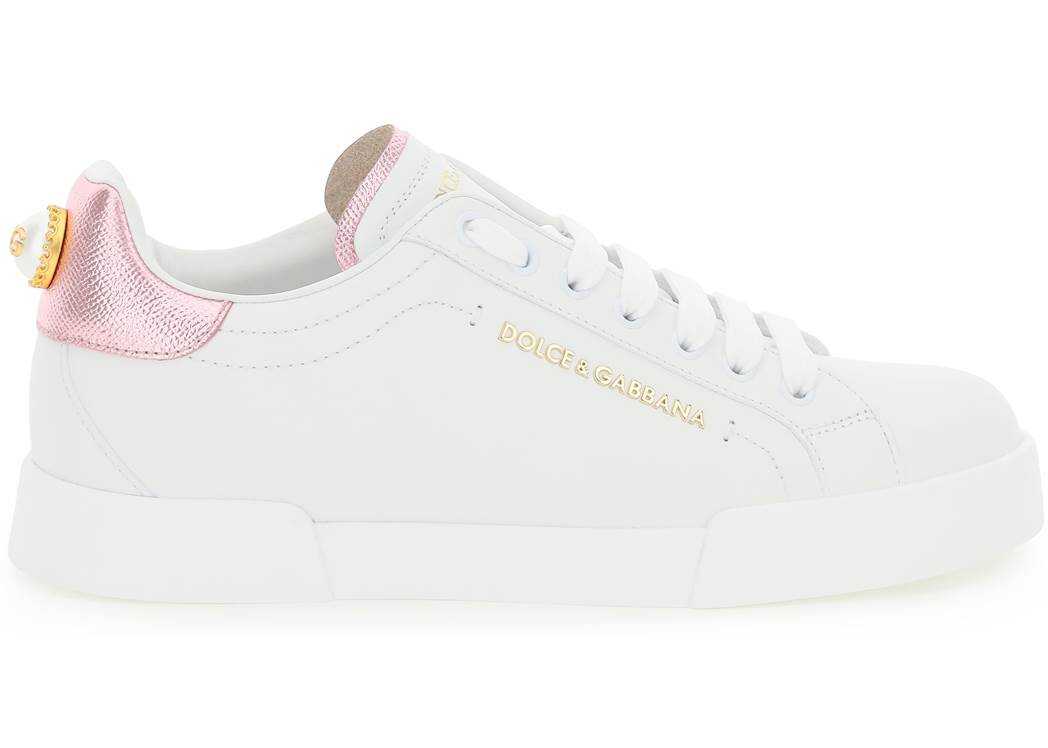 Dolce & Gabbana Portofino Sneakers With Pearl BIANCO ROSA