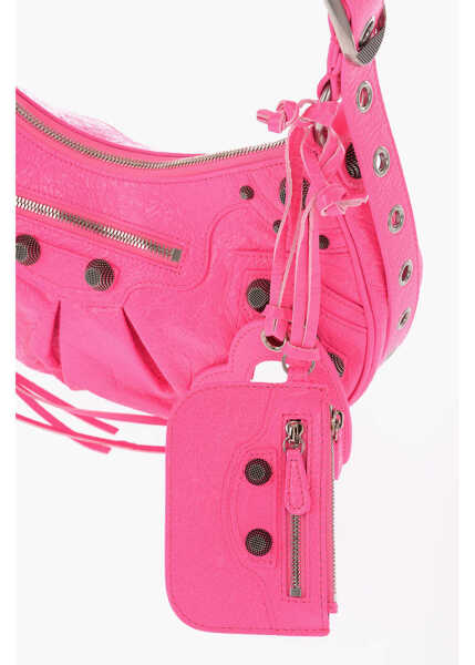 Genti de umar Balenciaga Crakled Effect Fluo Leather Le Cagole Shoulder Bag With Meta Pink Femei (BM 12376869) 4