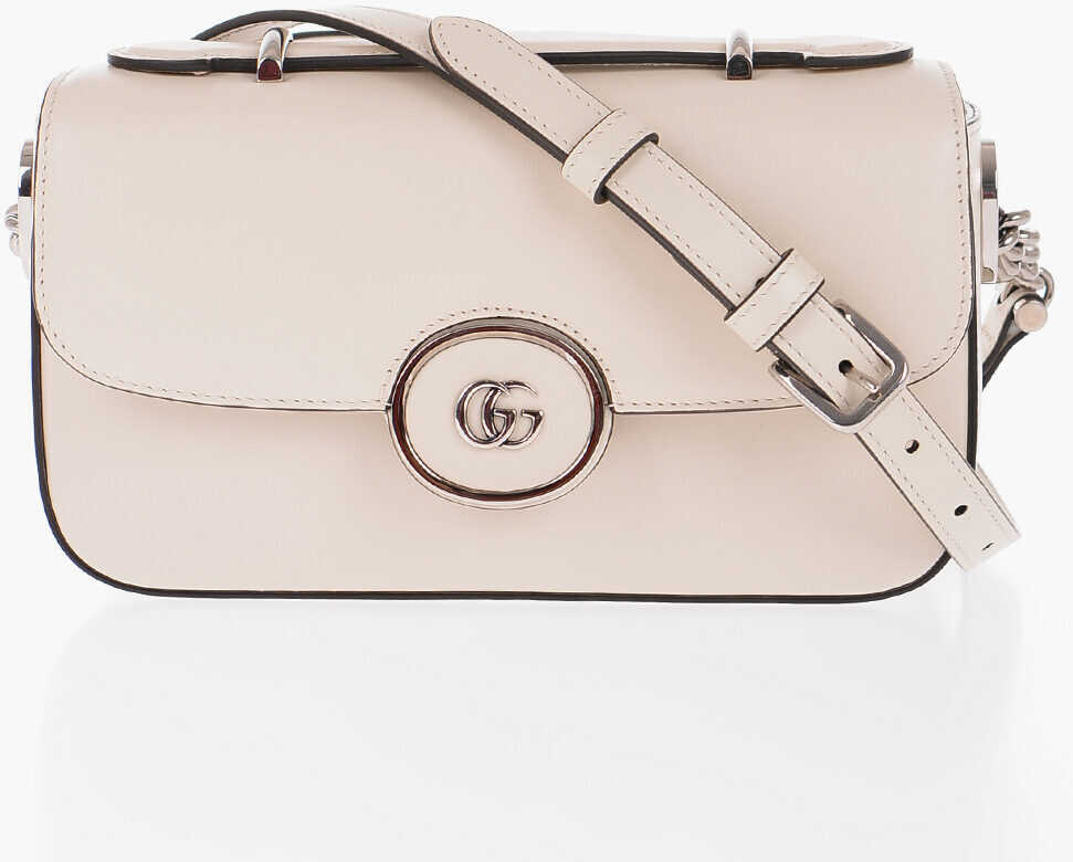 Gucci Leather Petite Gg Crossbody Bag With Silver-Tone Logo Beige