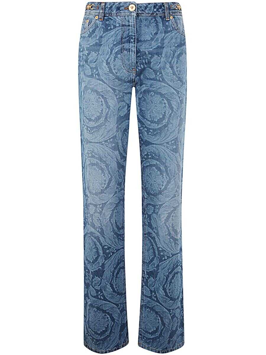 Versace VERSACE PANT DENIM LASER STONE WASH BAROQUE SERIES DENIM FABRIC WITH SPECIAL TREATMENT CLOTHING BLUE