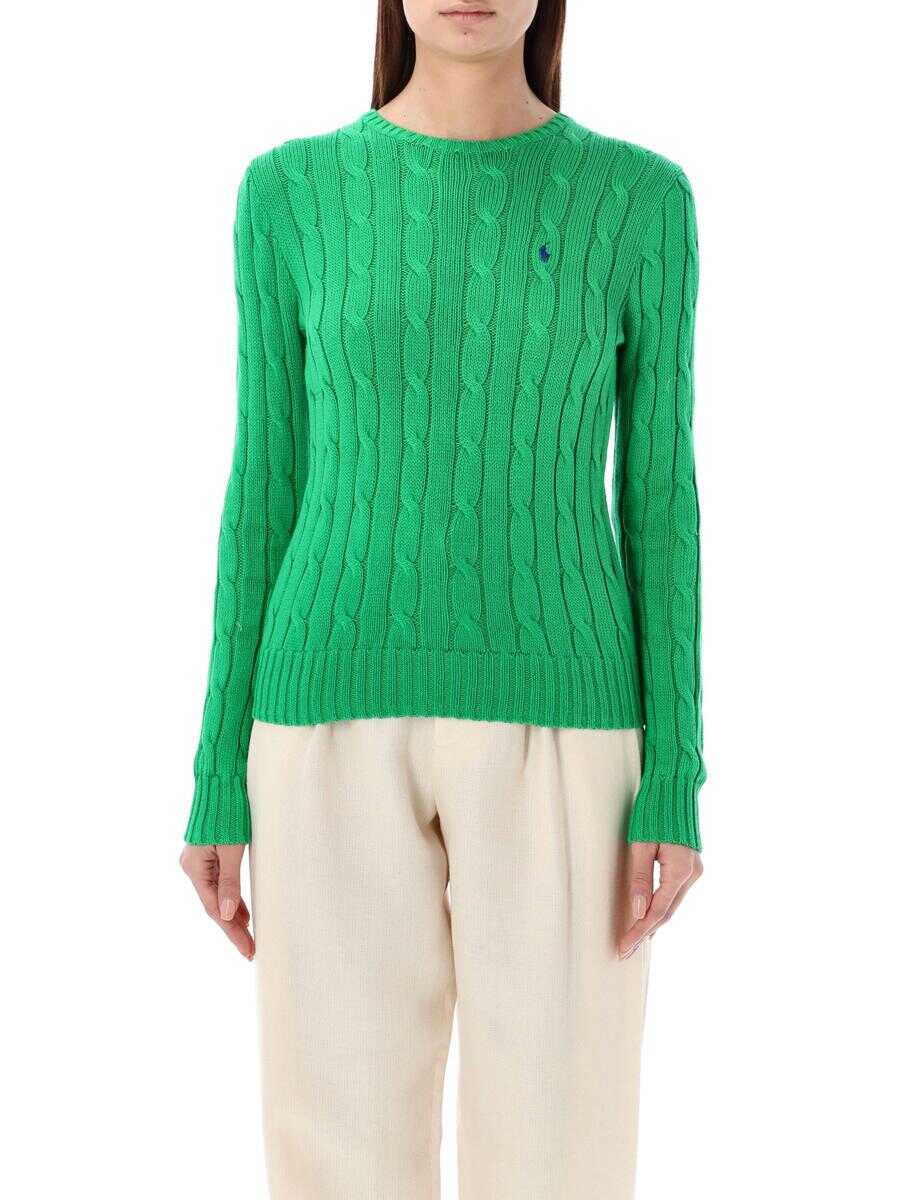 Ralph Lauren POLO RALPH LAUREN Cable-knit cotton crewneck sweater PREPPY GREEN
