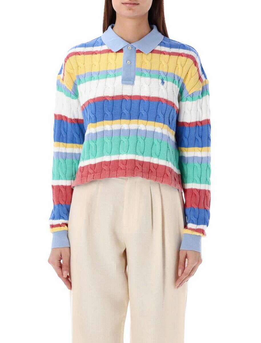 Ralph Lauren POLO RALPH LAUREN Striped cable long sleeve polo shirt MULTISTRIPE