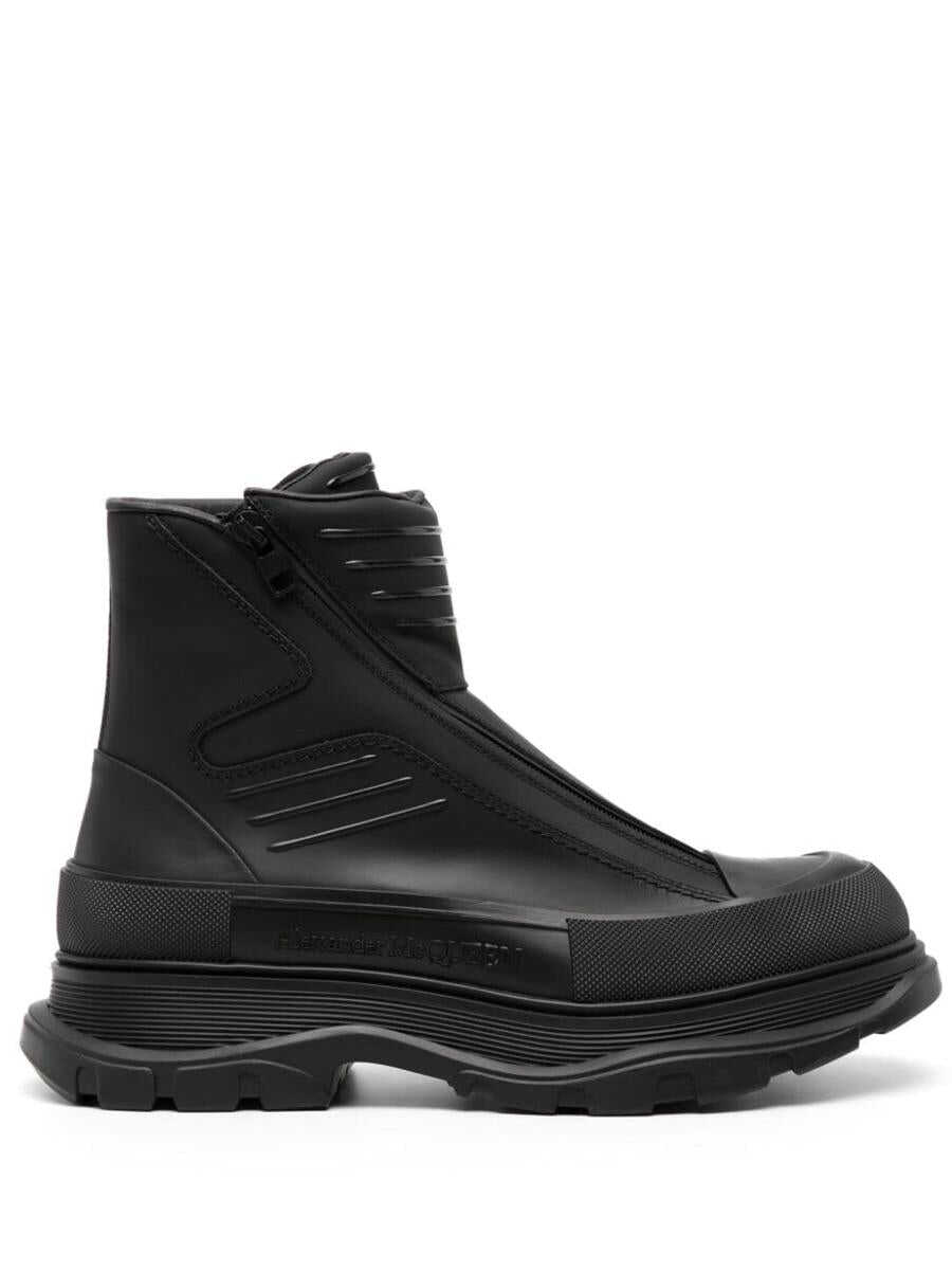 Alexander McQueen ALEXANDER MCQUEEN Tread Slick leather ankle boots BLACK