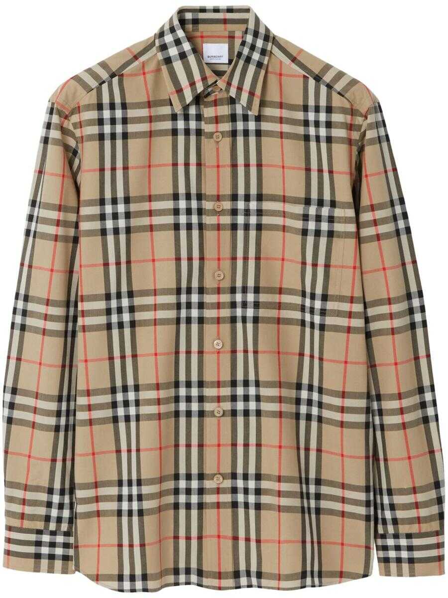 Burberry BURBERRY Check motif cotton shirt BEIGE