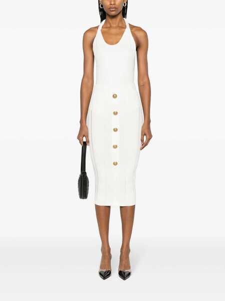 Fuste Balmain Balmain High Waist Five Button See Through Knit Midi Skirt Clothing Black Femei (BM 12379995) 2