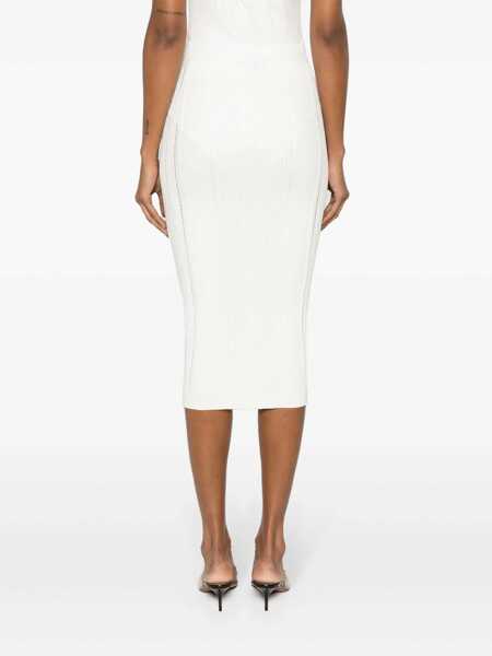 Fuste Balmain Balmain High Waist Five Button See Through Knit Midi Skirt Clothing Black Femei (BM 12379995) 4