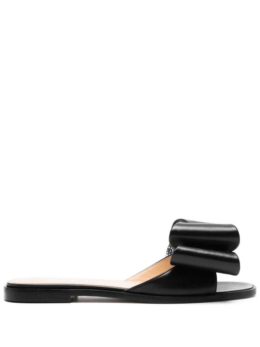 MACH & MACH MACH & MACH CADEAU NAPPA LEATHER FLAT SANDAL SHOES BLACK