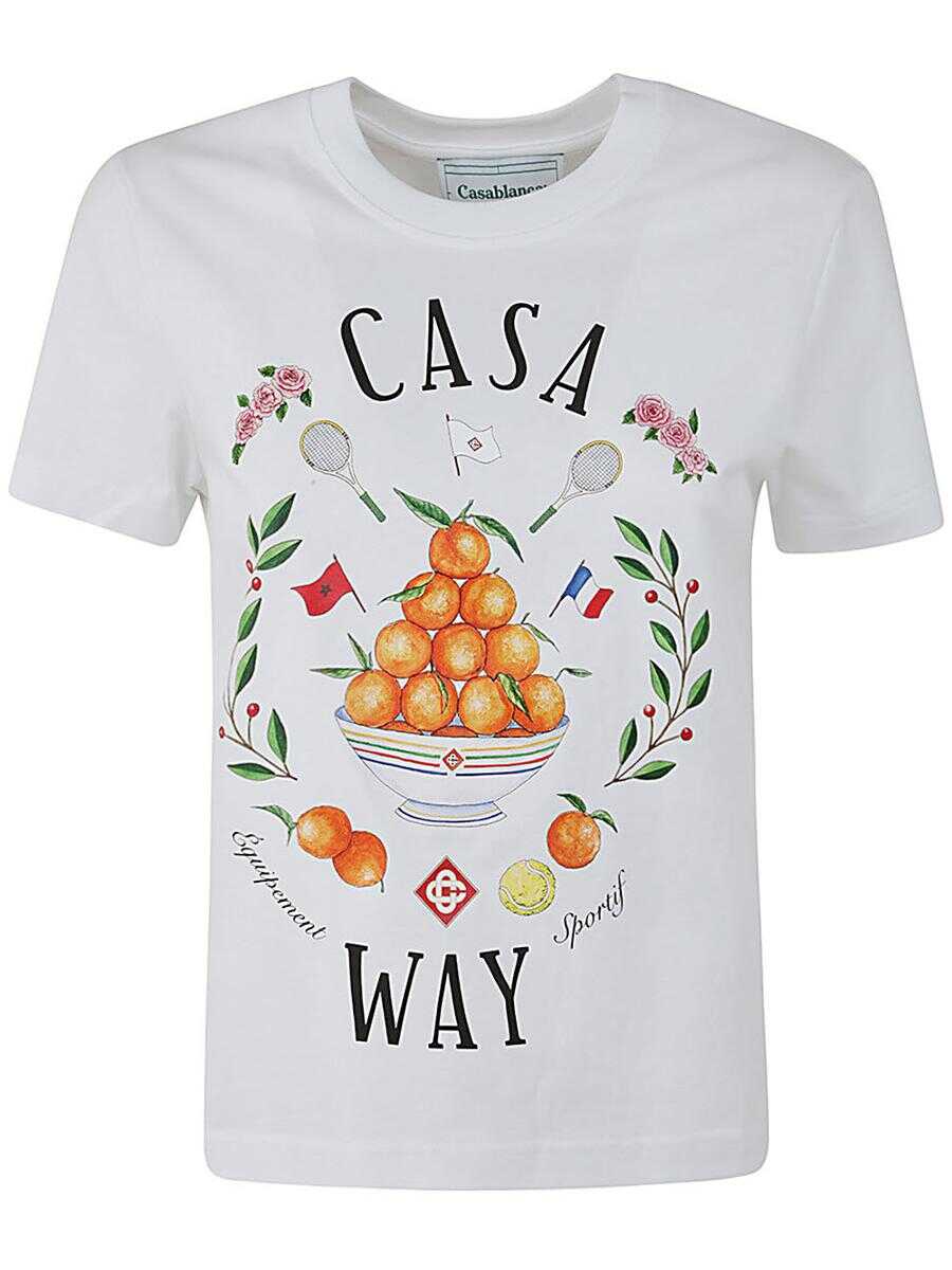 Casablanca CASABLANCA HOME WAY PRINTED FITTED T-SHIRT CLOTHING WHITE