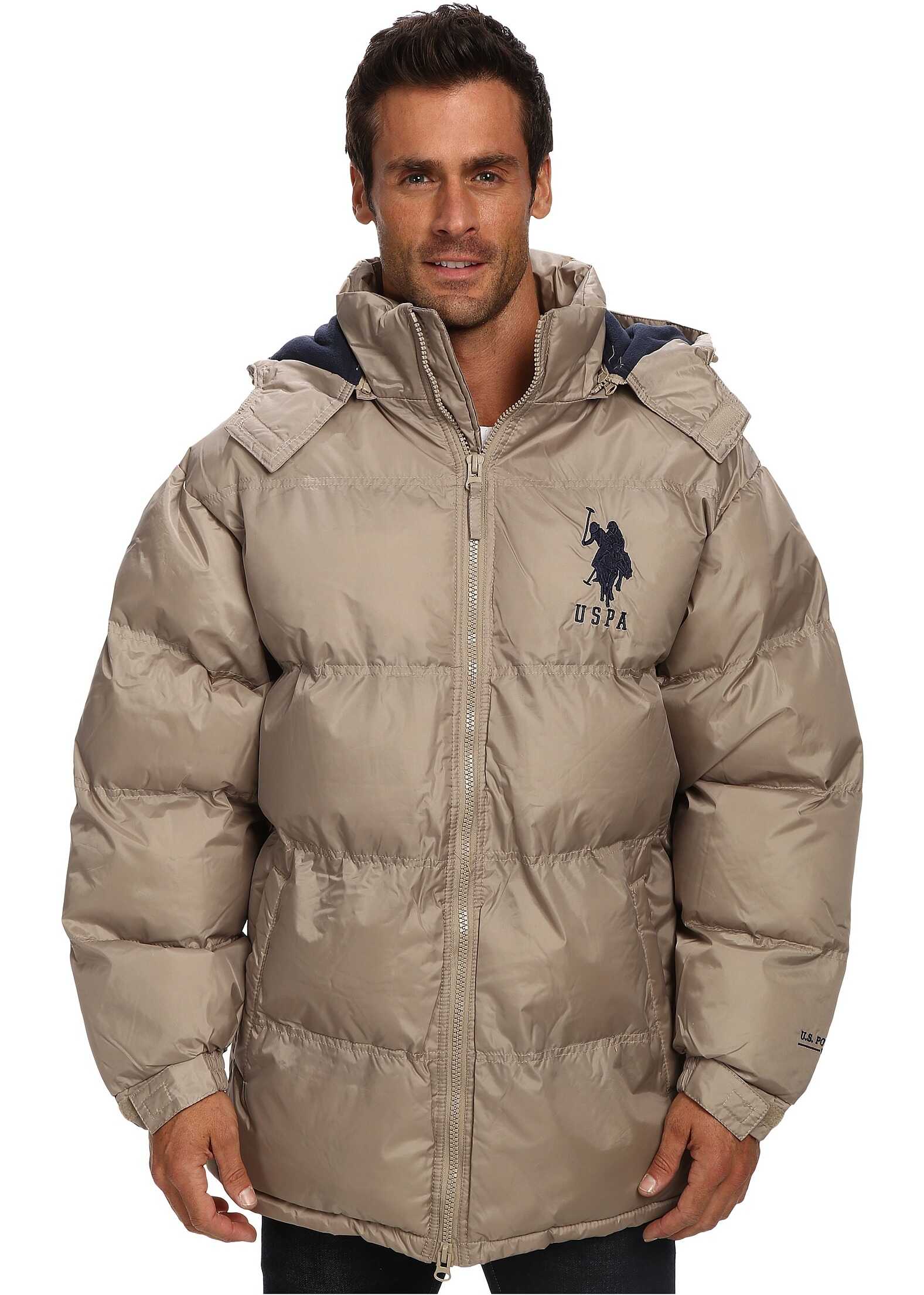 Geaca U.S. POLO ASSN. Signature Long Bubble Coat w/ Large Pony & Polar Fleece Lining Thomston Khaki