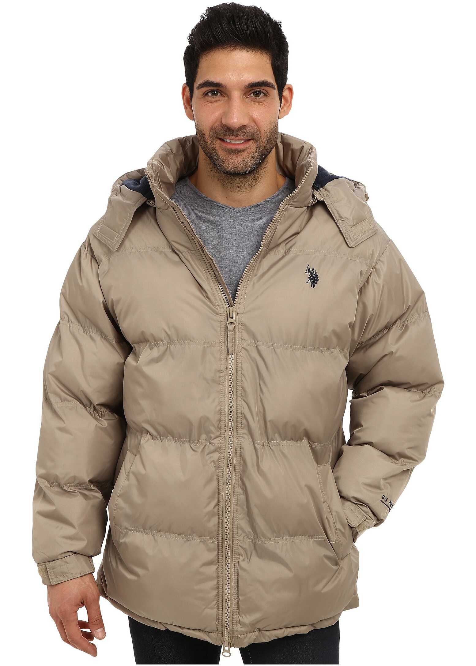 Geaca U.S. POLO ASSN. Signature Long Bubble Coat w/ Small Pony & Polar Fleece Lining Thomston Khaki