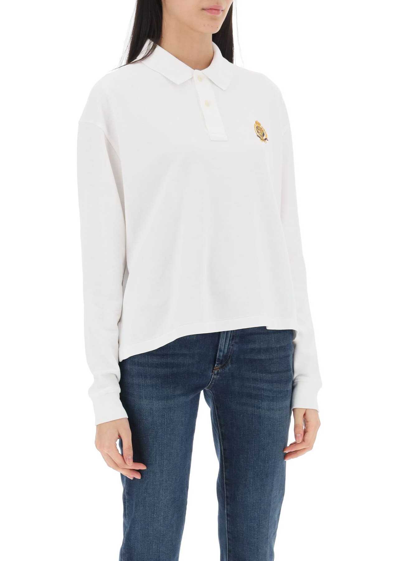 Ralph Lauren Long-Sleeved Polo Shirt With Embroidered Crest WHITE