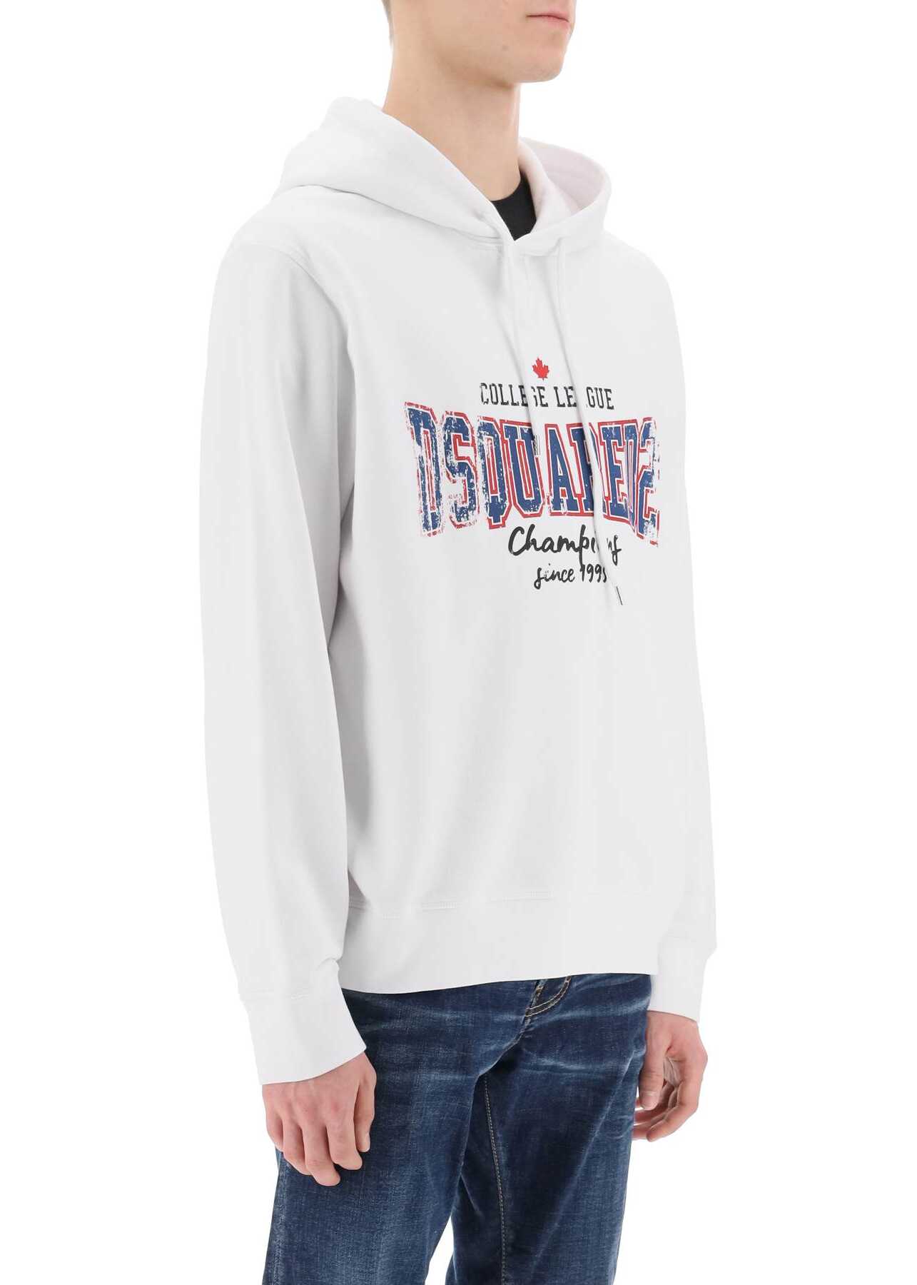 DSQUARED2 Cool Fit Printed Hoodie WHITE