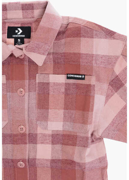 Camasi Converse Checked Relaxed Boxy Overshirt With Double Breast Pocket Pink Baieti (BM 12382761) 2