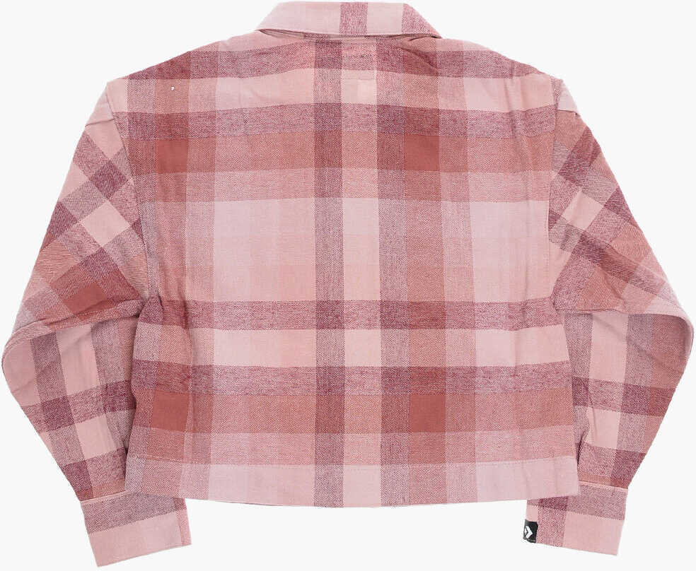 Camasi Converse Checked Relaxed Boxy Overshirt With Double Breast Pocket Pink Baieti (BM 12382761) 3