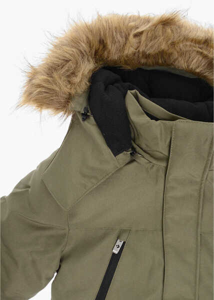 Jachete Converse Al Star Solid Color Padded Jacket With Faux Fur On The Hood Green Baieti (BM 12382767) 4