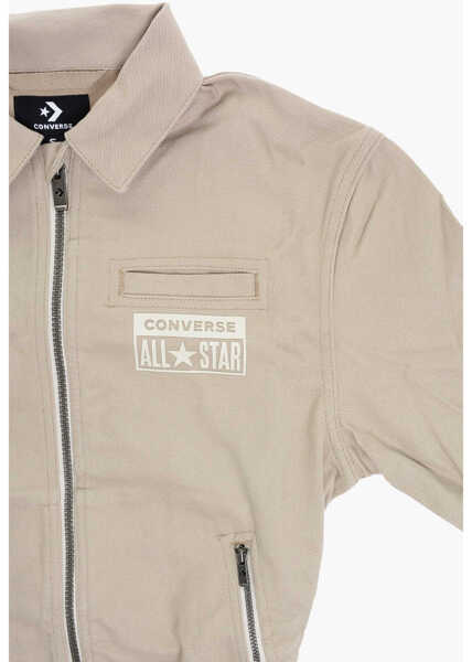 Camasi Converse All Star Cotton Twill Lifestyle Overshirt With Breast Pocket Gray Baieti (BM 12382773) 2