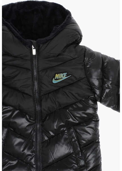 Jachete Nike Solid Color Padded Jacket With Faux Fur Inside The Hood Black Baieti (BM 12382776) 2