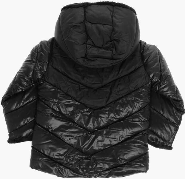 Jachete Nike Solid Color Padded Jacket With Faux Fur Inside The Hood Black Baieti (BM 12382776) 3