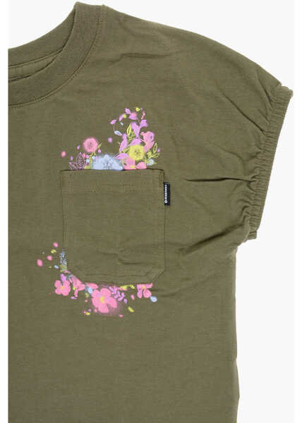 Tricouri Converse Crew-Neck Relaxed Boxy T-Shirt With Breast Pocket And Flower Green Baieti (BM 12382827) 2
