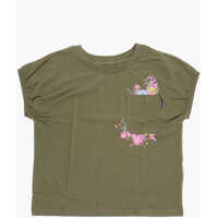 Tricouri Crew-Neck Relaxed Boxy T-Shirt With Breast Pocket And Flower Baieti