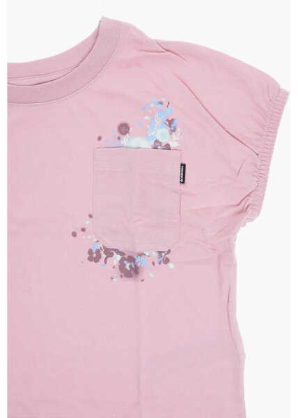Tricouri Converse Crew-Neck Relaxed Boxy T-Shirt With Breast Pocket And Flower Pink Baieti (BM 12382830) 2