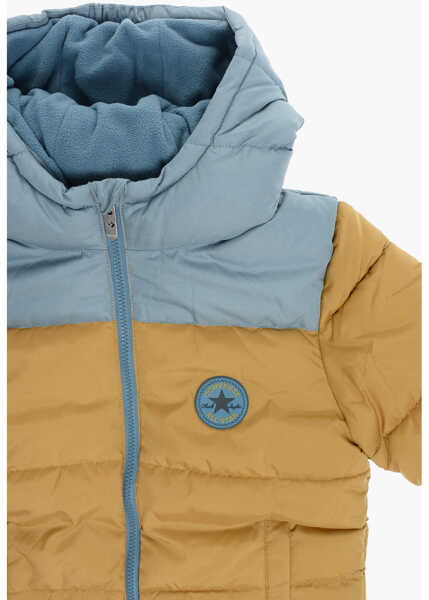 Jachete Converse All Star Chuck Taylor Color Block Padded Jacket With Fleeced Light Blue Baieti (BM 12382839) 2