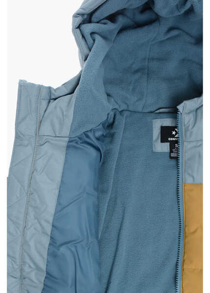 Jachete Converse All Star Chuck Taylor Color Block Padded Jacket With Fleeced Light Blue Baieti (BM 12382839) 4