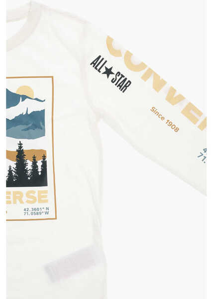 Tricouri Converse Allstar Chuck Taylor Long Sleeve Printed Mountain Box Crew-N Beige Baieti (BM 12382845) 2