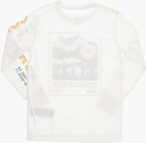 Tricouri Converse Allstar Chuck Taylor Long Sleeve Printed Mountain Box Crew-N Beige Baieti (BM 12382845) 3