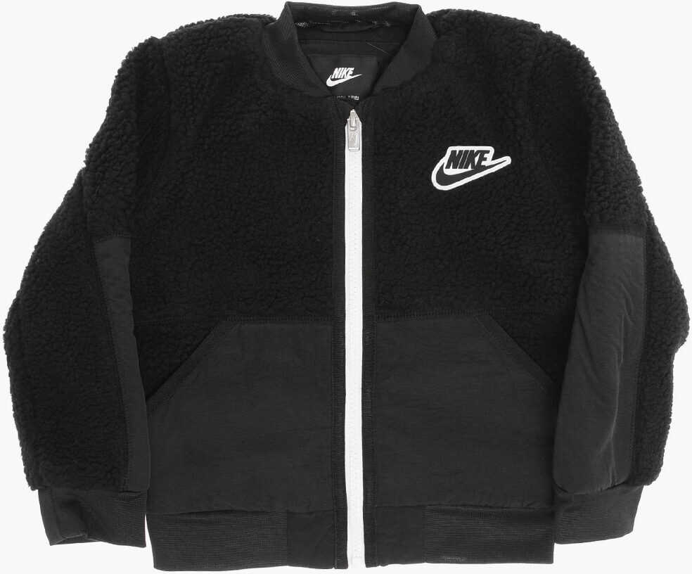 Nike Sherpa Bomber With Contrast Zip-Closure Black