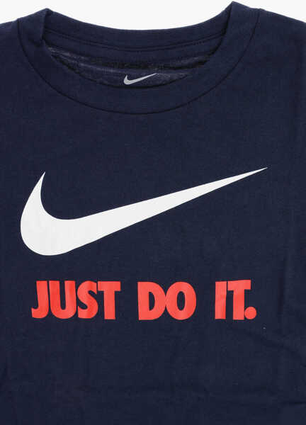 Tricouri Nike Solid Color Crew-Neck T-Shirt With Printed Logo Blue Baieti (BM 12382863) 2