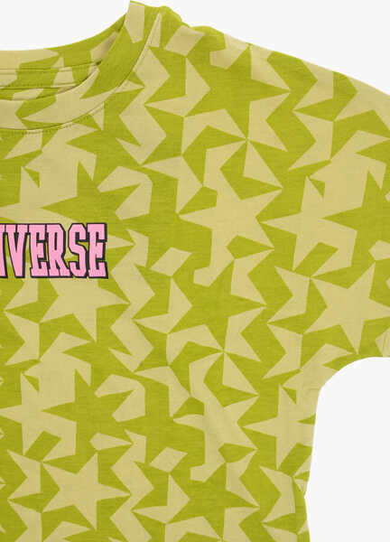 Tricouri Converse All-Over Stars Printed Relaxed Dolman Boxy Crew-Neck T-Shirt Green Baieti (BM 12382875) 2
